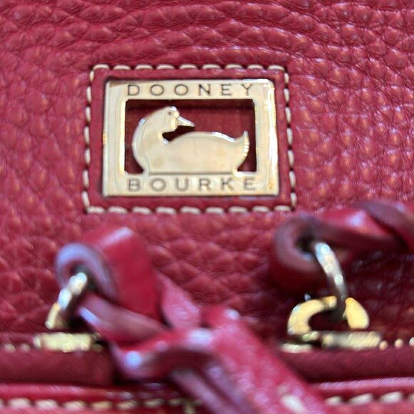 USED DOONEY & BOURKE RED PEBBLE LEATHER SATCHEL BAG - Picture 4 of 8